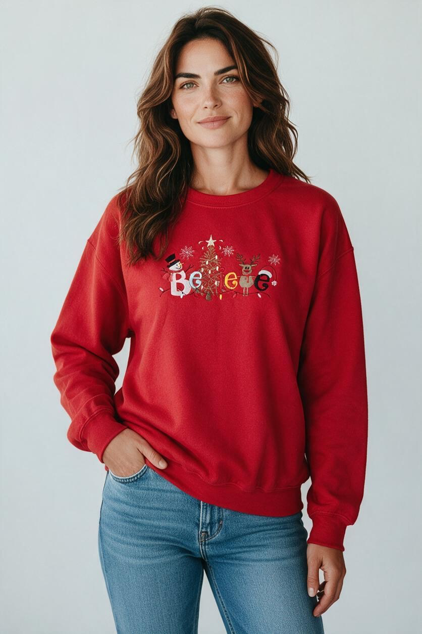 Red Believe Christmas Sweatshirt