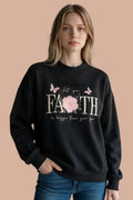 Black Faith Embroidered Mock Turtleneck Sweatshirt